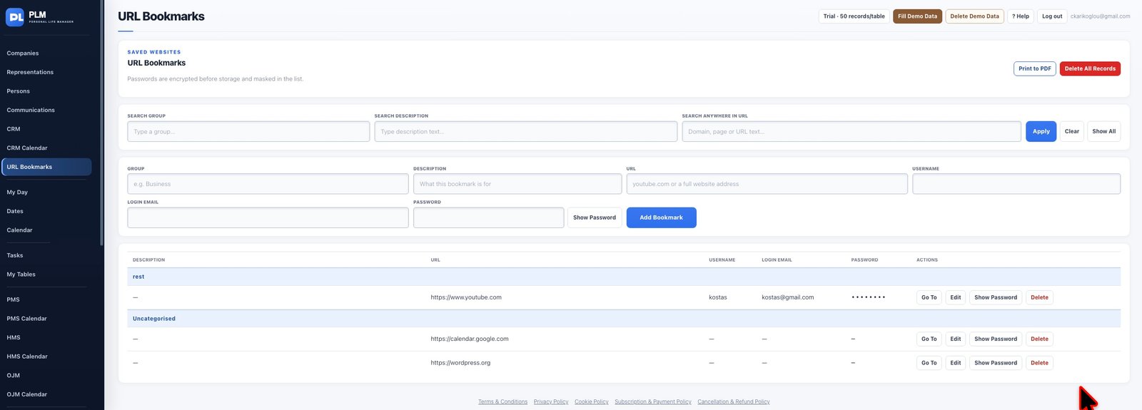 URL Bookmarks module preview