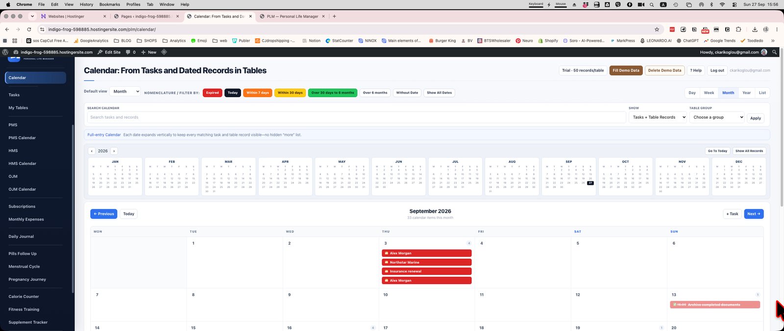 Calendar module preview