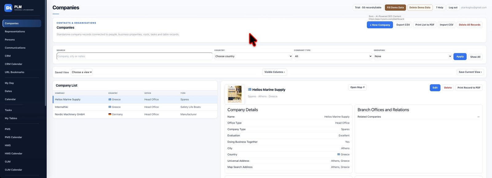 Companies module preview