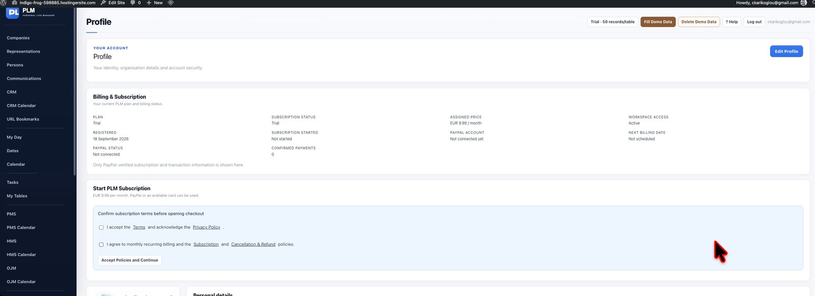 Profile module preview